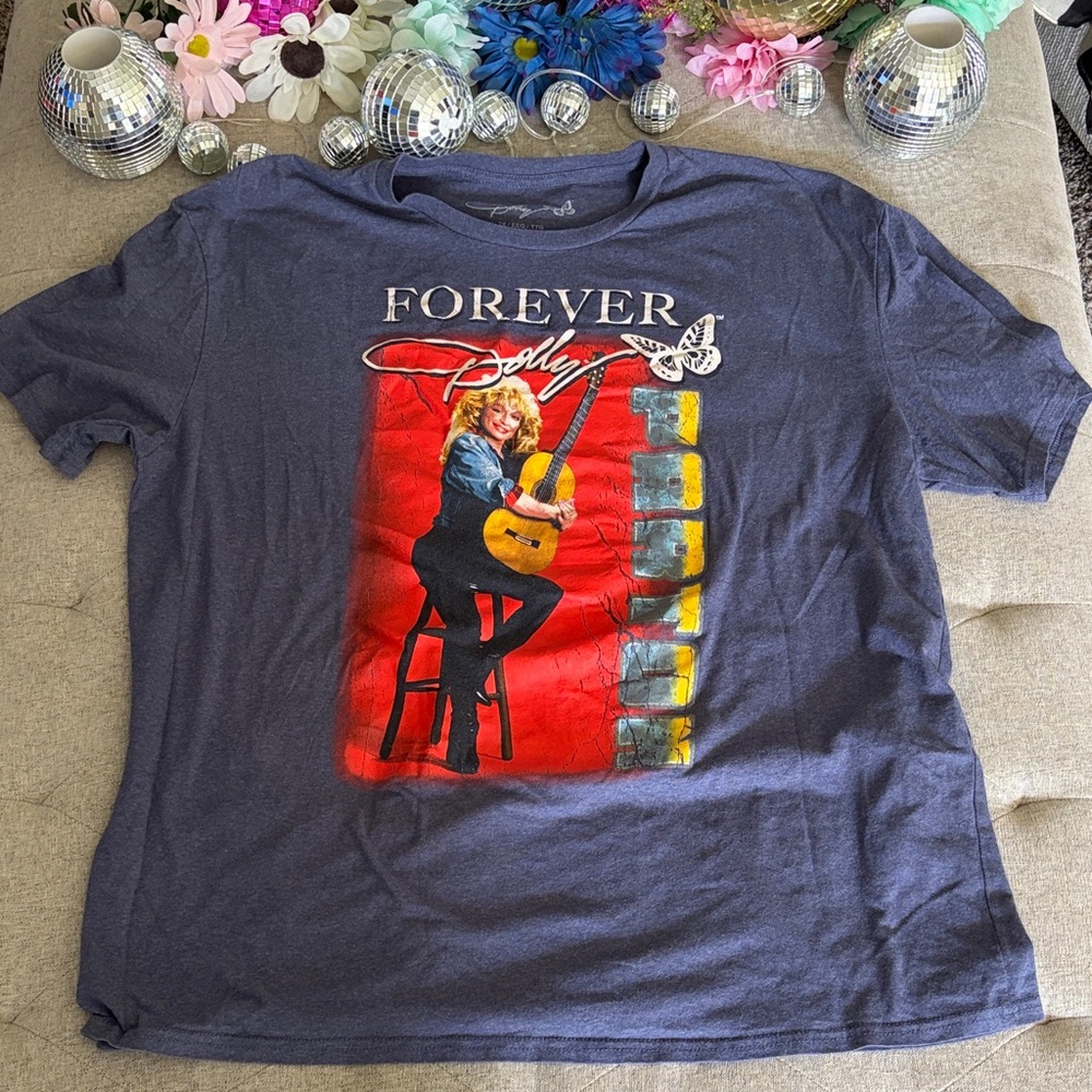 Forever Dolly Graphic Tee - Navy Blue Women’s Short Sleeve Top